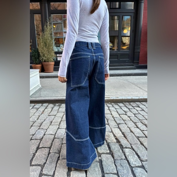 John Galt by Brandy Melville Dark Blue Wide Leg Jeans - Picture 8 of 8